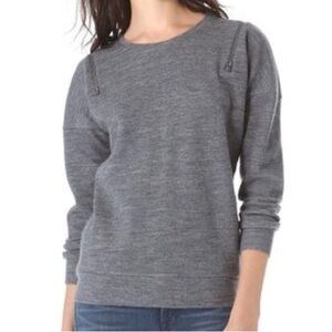 J Brand Women’s Zip Shoulder Wool Blend Pocket Sweatshirt, Gray Size Small